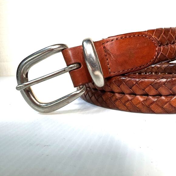 Vintage COACH 5922 Men's Belt 40" Braided Leather Brass Classic Preppy Luxury - Picture 2 of 8